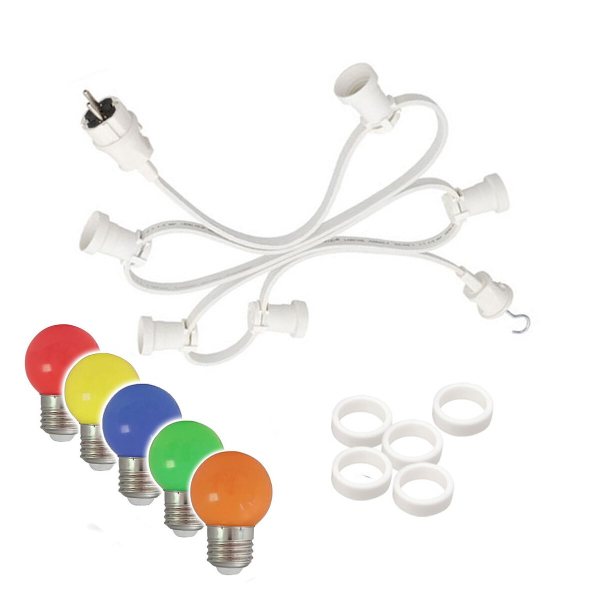Illu Party Lichterkette für Außen Garten 40m weiß 40 bunte LED Kugellampen