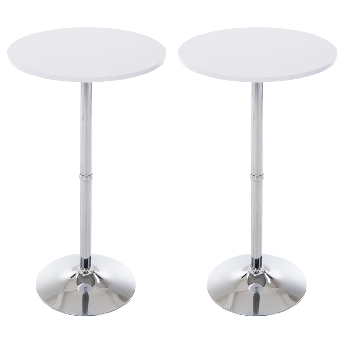Set de 2 tables hautes rondes Ø 60 cm Blanc mat
