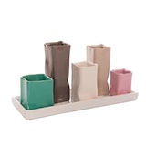 thumbnail of Jinfa Handgefertigte kleine Keramik Deko Blumenvasen Set aus 5 Vasen in bunt auf einem Tablett