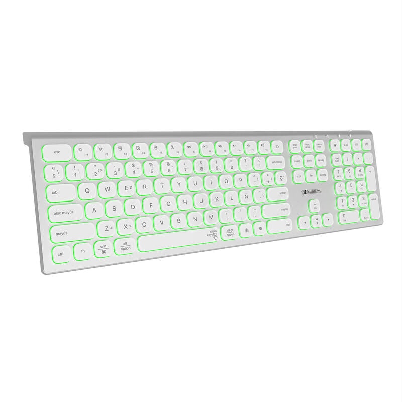 Teclado EspaÃÂ±ol Inalambrico Subblim Master Plata Y Blanco