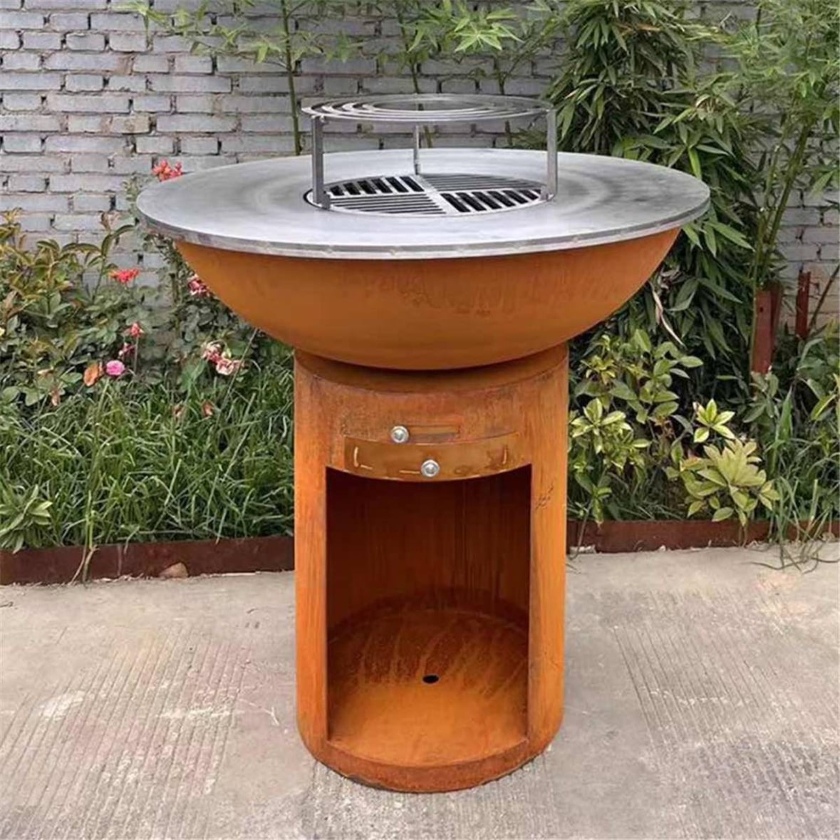 Brasero Ø100cm Acier Corten avec socle circulaire