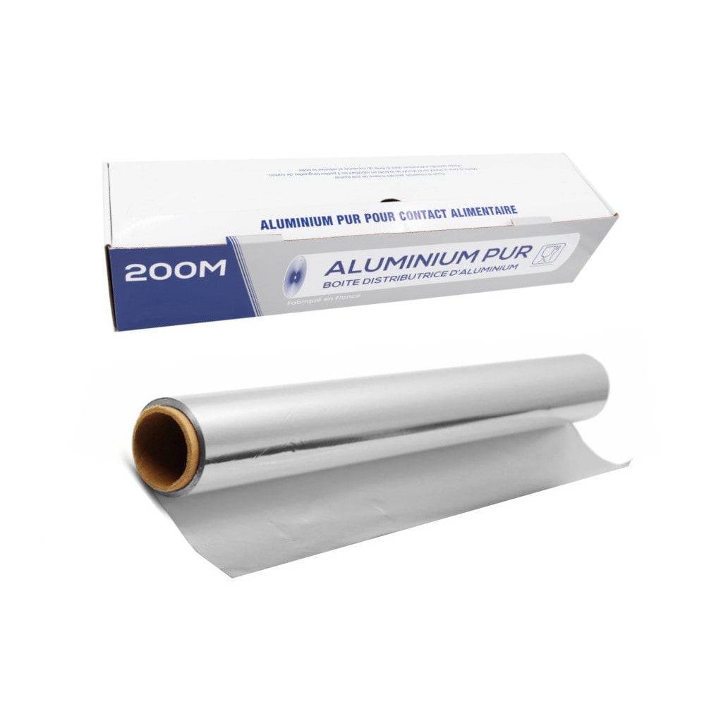 Bobine de papier aluminium en boîte distributrice 45cm x 200M