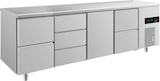 thumbnail of Gastro Edelstahl Kühltisch 1 Tür (Mitte) 7 Schubladen Umluftkühlung 2330x700x850mm -2/+8°C ISO 50mm