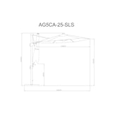 thumbnail of METRO PROFESSIONAL Parasol rond, aluminium/acier, Ø 2.5 x 2.44 m, avec lampe LED et module solaire, rouge/platine