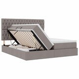 thumbnail of vidaXL Bett mit LED-Lichtleisten mit Kopfteil Taupe 200 x 200 cm Stoff