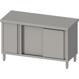 thumbnail of Stalgast Edelstahl Arbeitsschrank mit Schiebetüren, 1600x700x850 mm, mit Flügeltürschrank links, ohne Aufkantung, verschweißt