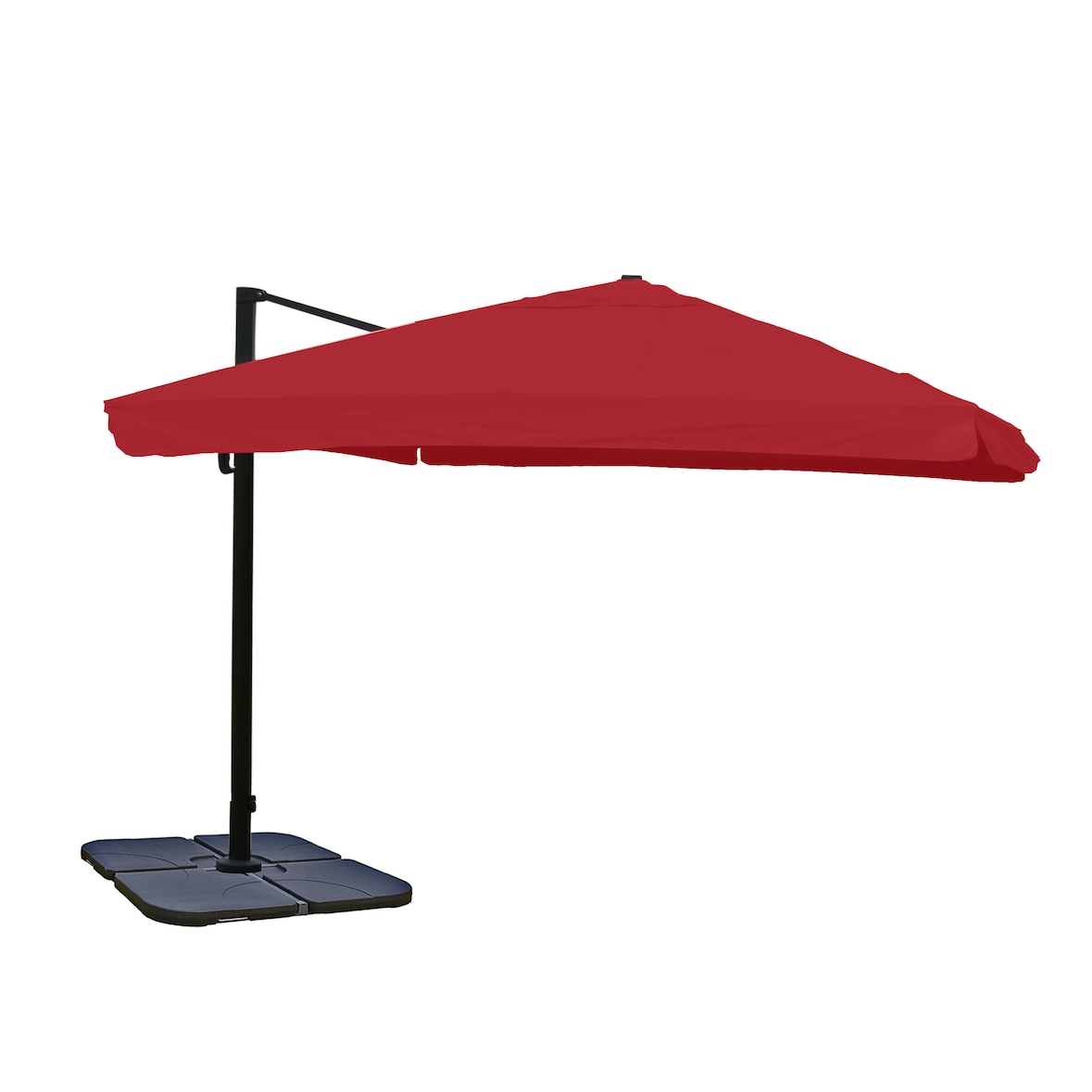 Ampelschirm HWC-A96, Sonnenschirm Gastronomie 3x3m (Ø4,24m) Polyester/Alu 23kg ~ Flap, bordeaux mit Ständer, drehbar