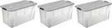 thumbnail of 3 Stück Aufbewahrungsbox transparent 60 Liter mit Deckel und Klickverschluss 610 x 450 x 360 mm inkl. Rollen