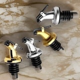 thumbnail of Pico para botellas en plata brillante con tapa de plástico en juego de 10