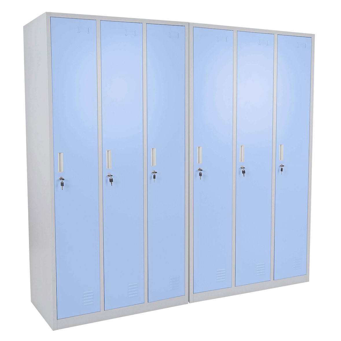 Schließfach Boston T829, Spind Wertfachschrank Schließfachschrank, Metall 6 Fächer ~ blau