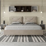 thumbnail of Letto matrimoniale king size con rete imbottito 200x200 microfibra sabbia Appia Large