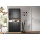 thumbnail of Ice Badschrank 6 Türen, 1 Regal Schwarz matt, Eiche Dekor.