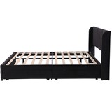 thumbnail of Polsterbett 180x200 mit Schubladen, Samtbezug, hohes Kopfteil, Stoffbett, Massivholz Lattenrost, Bett mit Stauraum für Schlafzimmer Schwarz