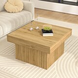 thumbnail of Holztisch quadratisch 79x79x46 cm, Kaffeetisch Wohnzimmer Tisch minimalistisch PB MDF Holzfarbe kompakt modern skandinavisch robust stabil