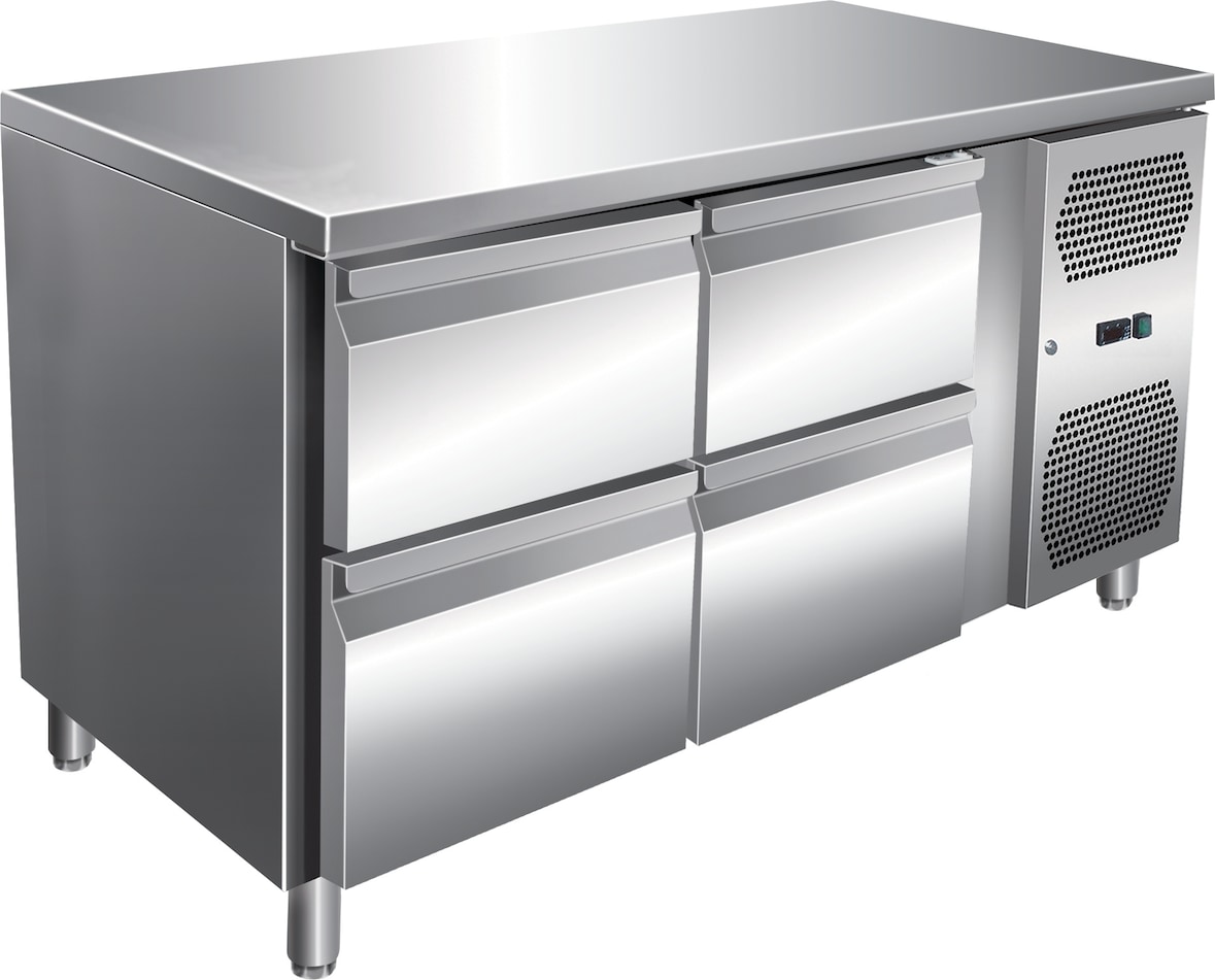 Gastro Edelstahl Kühltisch Kühltheke 4 Schubladen 314 L -2/+8°C