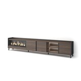 thumbnail of TV-Schrank, Lowboard, 315x61x35 cm, Für TV-Geräte bis zu 80", Elektrokamin XXL, Industriedesign, LED, Dunkler Eiche und Schwarz