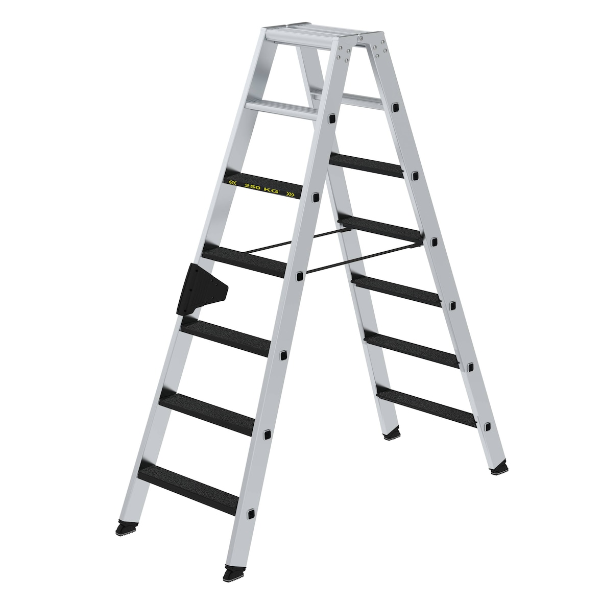 PROREGAL Stufen-Stehleiter 250 kg beidseitig begehbar mit clip-step R13 2x7 Stufen
