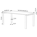 thumbnail of Oficit. Mesa de oficina y hogar. Estructura Marco Abierto blanco con tablero roble azabache. Medidas: 180x80cm (largo x ancho)