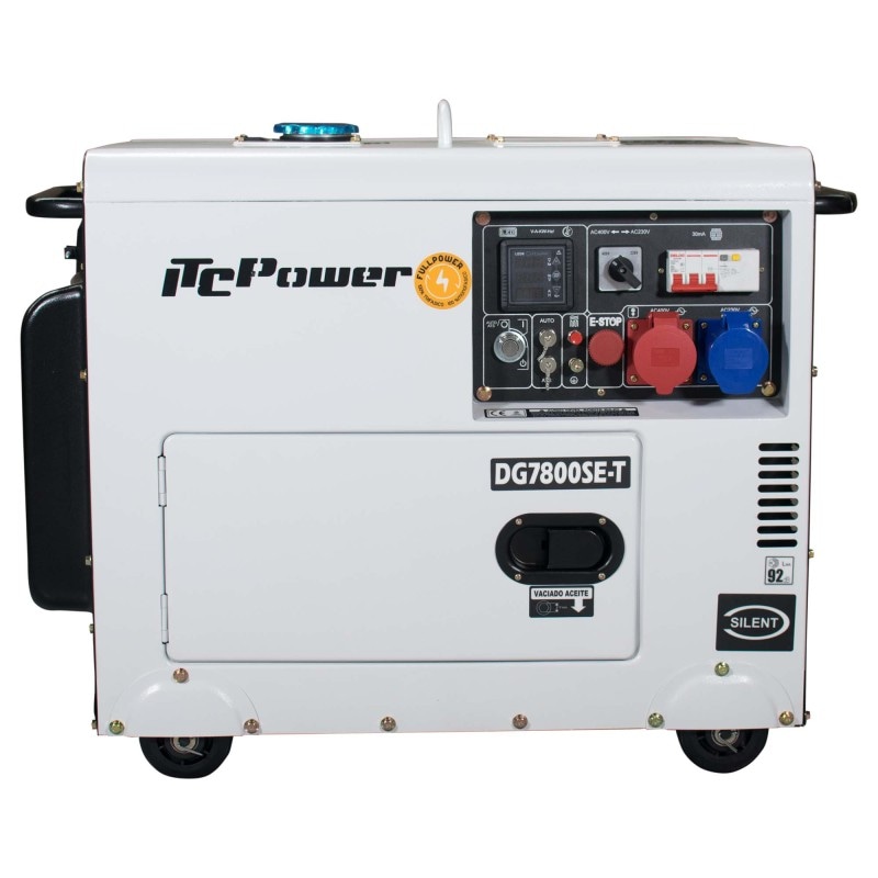 DG7800SE-T Generador Eléctrico Diésel 7,9 kVA (400) / 6 kW (230) ITCPower Insonorizado Full Power