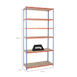 thumbnail of PROREGAL Schwerlastregal Giant Muli | HxBxT 250x120x40cm | Fachlast 200kg | Blau-Orange | Stecksystem Lagerregal Regalsystem Steckregal