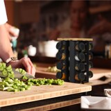 thumbnail of Relaxdays Gewürzkarussell, 16 Gewürzgläser, 360° drehbar, Edelstahl, Bambus, Glas, HxBxT: 28 x 20 x 20 cm, schwarz/natur