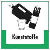 thumbnail of Aufkleber I Abfallkennzeichen Kunststoffe, mit Symbol und Text, Folie, selbstklebend, 200x200mm