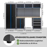 thumbnail of Werkstattwand 13-tlg. modulares Werkstattschranksystem aus Stahl mit massiver Holzarbeitsplatte blau