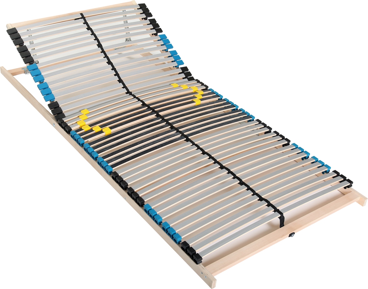 Premium Lattenrost 90x200, Lattenrahmen Buche, 7 Komfortzonen, 42 Latten, Federholzrahmen Made in Germany,  Kopfteil verstellbar, Traglast 150Kg