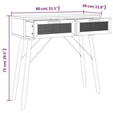 thumbnail of Mesa consola madera pino maciza blanco ratán natural 80x30x75cm
