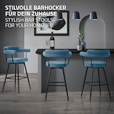 thumbnail of ML-Design Barhocker drehbar 2er Set Blau, Teddy-Stoff, H76 cm, Gepolsterte Barstühle, Küchenstühle mit Arm- & Rückenlehne, 360° Drehstuhl Tresenhocker