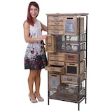 thumbnail of Apotheker-Schrank HWC-A43, Kommode, Tanne Holz massiv Vintage Shabby-Look 143x56x33cm
