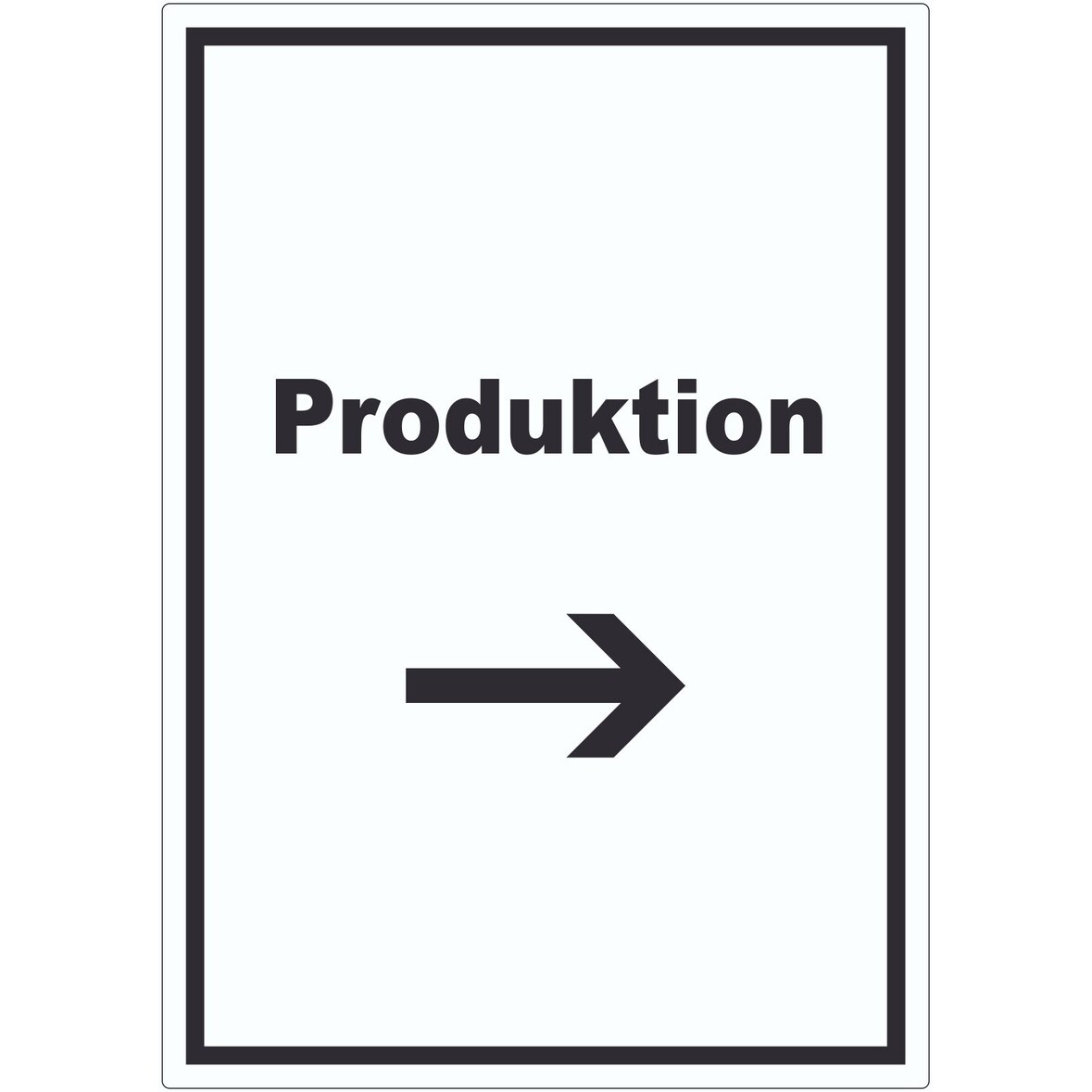 Produktion Aufkleber mit Text und Richtungspfeil rechts Herstellung hochkant A3 (297x420mm)