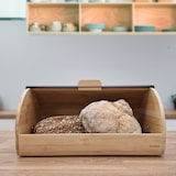 thumbnail of Briebe BB1162GRY Panera para Guardar Pan de Mesa Madera Bambú, Tapa Deslizante Bread Box Almacenamiento Bollería, Gris