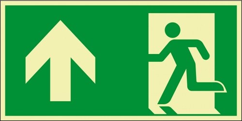 Schild I PERMALIGHT power langnachleuchtend Rettungszeichen Rettungsweg geradeaus, Aluminium, 400x200mm, ASR A1.3 DIN EN ISO 7010