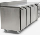 thumbnail of Romux® Kühltisch mit 4 Türen 223x70 cm mit Luftkühlung | Theken Kühlschrank aus Edelstahl mit Kapazität 553 L und Leistung 350 W