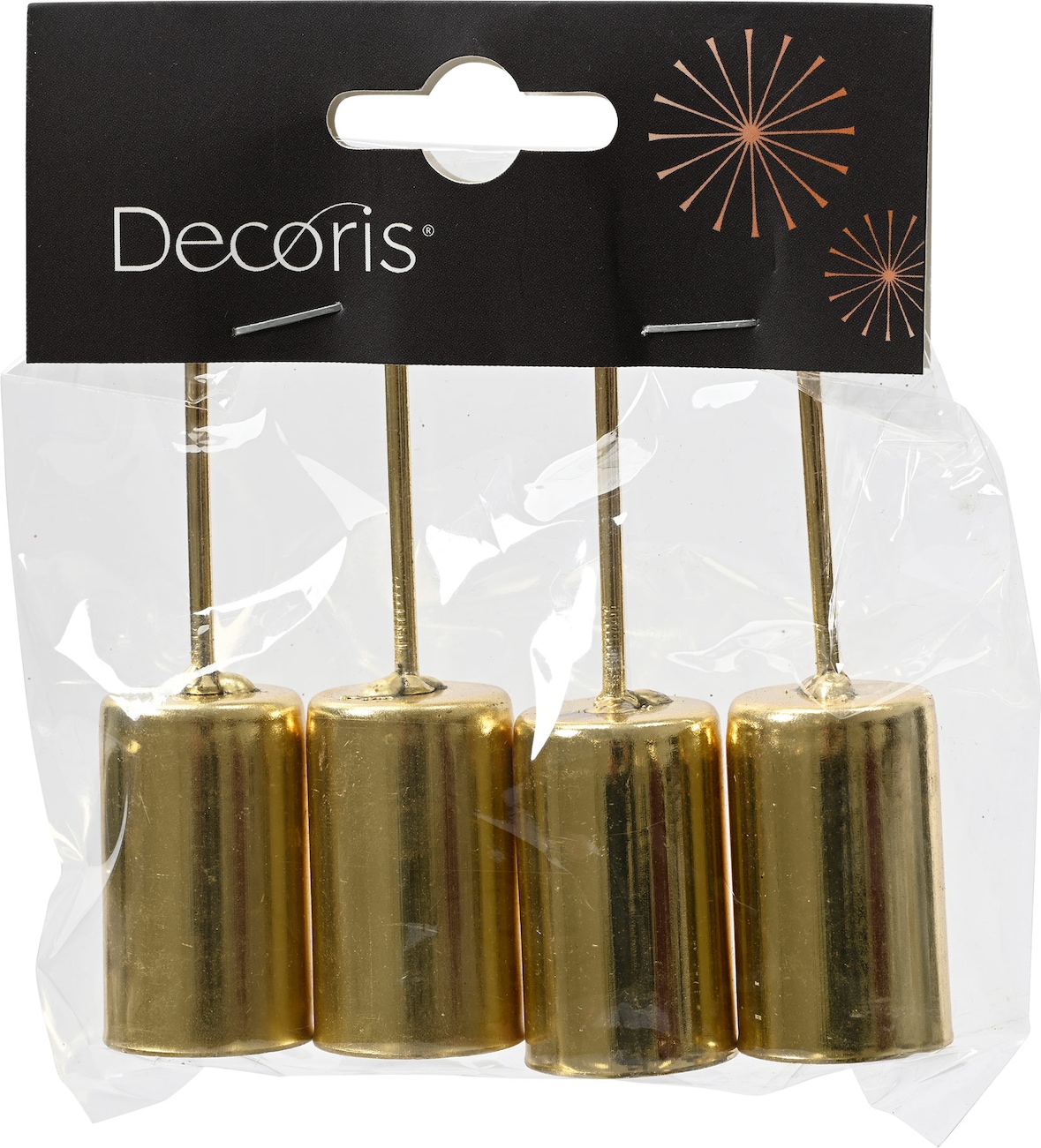 4 Kerzenhalter zum Stecken 2,3 x 9,2cm Eisen Stabkerzenhalter mit Spieß Adventskerzenhalter Kerzenstecker Steckhalter Gold