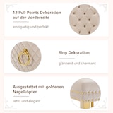 thumbnail of Esszimmerstuhl Polsterstuhl Beige 95x51x66 cm mit Samtbezug Türklopfer Rücken Nagelkopfbesatz vergoldete Edelstahlbeine verstellbare Füße