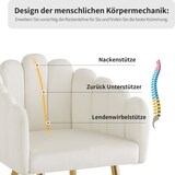 thumbnail of Esszimmerstuhl 48x45x82 cm Velours Beige+Gold mit fächerförmiger Rückenlehne 10 cm Sitzpolster verstellbaren Füßen und Metallbeinen