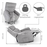 thumbnail of Fernsehsessel Aufstehhilfe, XXL-Relaxsessel, Liegefunktion, 200 kg Belastbarkeit, XXL-Sessel, wasserabweisender Webstoff, Grau, Raburg Samson