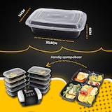 thumbnail of HGMD Meal Prep Bakjes - 15 stuks - 1 compartiment - Lunchbox - Diepvriesbakjes - Vershoudbakjes - Plastic Vershouddoos - 1L - BPA vrij