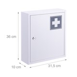 thumbnail of Relaxdays Medizinschrank, abschließbar, 3 Fächer, HxBxT: 36 x 31,5 x 10 cm, für Medikamente, Arzneischrank, weiß/grau