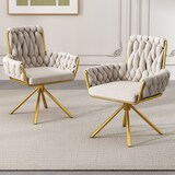 thumbnail of Merax Samt-Esszimmerstuhl, 2er set, Sessel, Schlafzimmer-Drehstuhl, Freizeit-Drehstuhl mit vier Stützbeinen aus Metall, beige