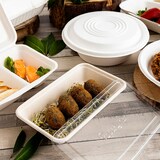 thumbnail of Menübox Take-Away Box To-Go 3-geteilt mit Deckel Zuckerrohr 210x227x37mm 1500 ml  250 Stück