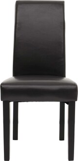 thumbnail of 2er-Set Esszimmerstuhl HWC-N66, Stuhl Küchenstuhl Lehnstuhl Massivholz Kunstleder ~ schwarz-braun, schwarze Beine