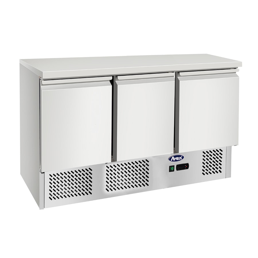 Atosa, Banco refrigerato compatto 700 TN 3 porte, piano acciaio inox 304, corpo acciao inox 201, 1365 x 700 x 943 mm (L x P x A),grigio
