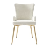 thumbnail of Esszimmerstuhl 2er Set 85x47x49 cm Samt Beige+Gold mit Metallbeinen modern bequem pflegeleicht als Dining und Loungestuhl vielseitig einsetzbar