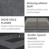 thumbnail of Bett 140x200 cm aus Stoff mit modernem Design, stabiler Konstruktion und elegantem Kopfteil – stilvolles Schlafzimmermöbel Grau