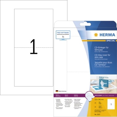HERMA CD-Einleger 5033 121x242mm perf. ws 25 St./Pack.