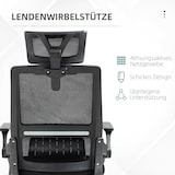 thumbnail of Bürostuhl ergonomisch 61x58x119 cm mit Kopfstütze Armlehnen Wippfunktion und Lendenstütze Netzbezug Schwarz höhenverstellbar