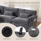 thumbnail of Merax 3-Sitzer Schlafsofa aus Chenille, Ecksofa Mit USB-Anschluss, Seitentasche, Handyhalter und modularen Hockern, Grau